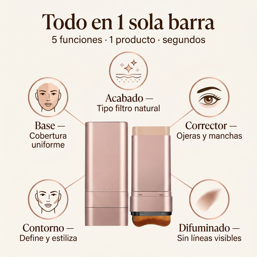 Base en Barra 3 en 1 💎 Cubre, Corrige y Contornea en Segundos